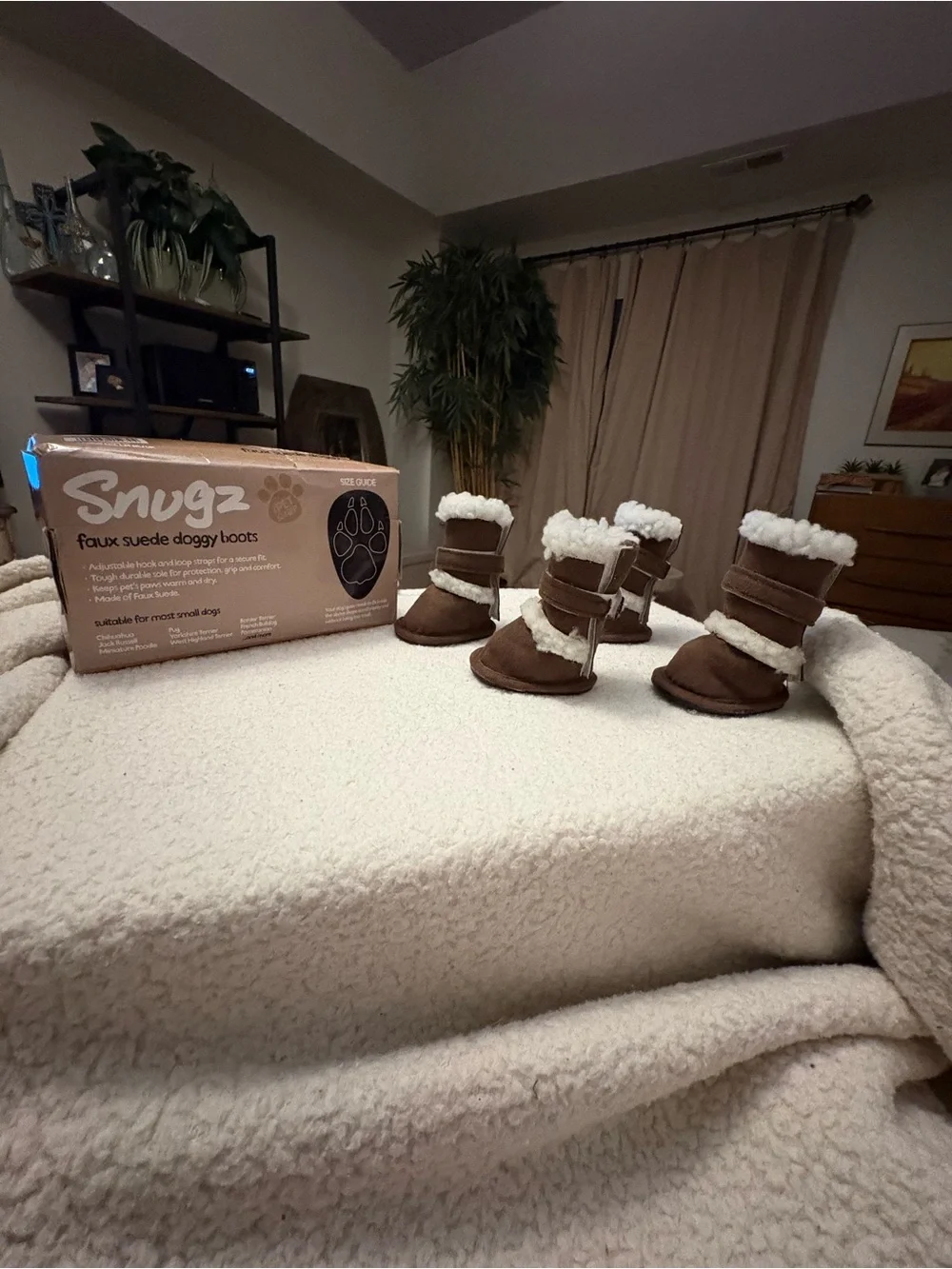 Snugz by Pet Shop Faux Suede Doggy Boots – Small Dogs – 4-Piece Set